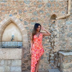 Lovers + Friends Asymmetrical Pink Floral Dress